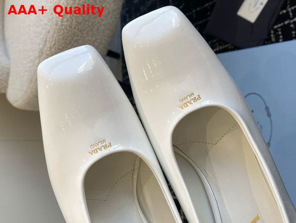 Prada Brushed Leather Pumps in Ivory 1I837N Replica