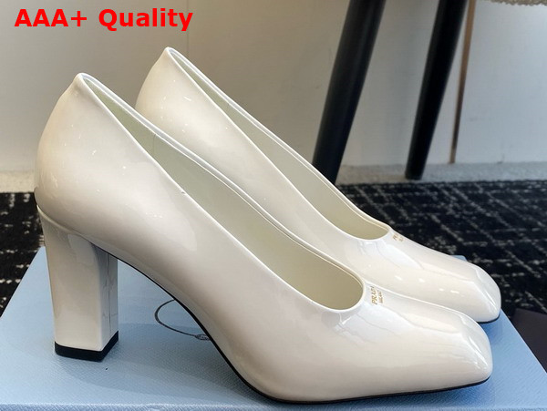 Prada Brushed Leather Pumps in Ivory 1I837N Replica