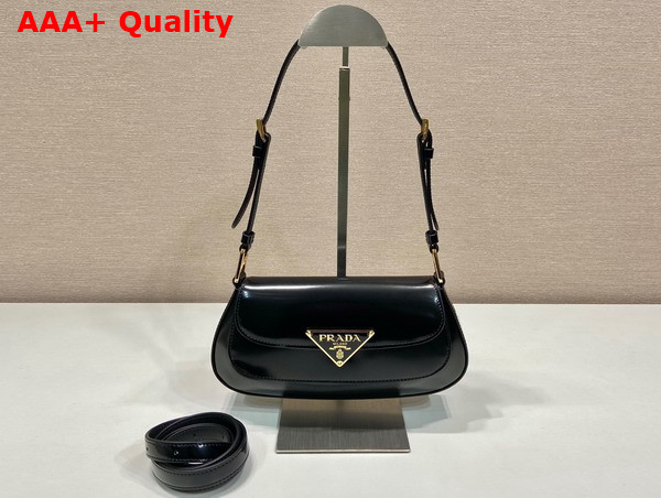 Prada Brushed Leather Shoulder Bag in Black 1BD345 Replica