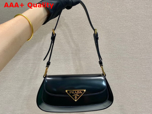 Prada Brushed Leather Shoulder Bag in Black 1BD345 Replica