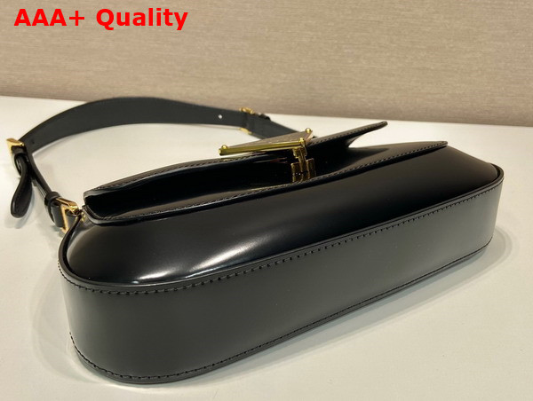 Prada Brushed Leather Shoulder Bag in Black 1BD345 Replica