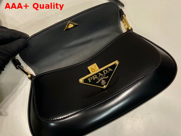 Prada Brushed Leather Shoulder Bag in Black 1BD345 Replica