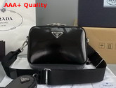 Prada Brushed Leather Shoulder Bag in Black 1BH180 Replica