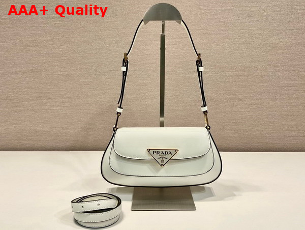 Prada Brushed Leather Shoulder Bag in White 1BD345 Replica