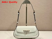 Prada Brushed Leather Shoulder Bag in White 1BD345 Replica