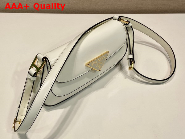 Prada Brushed Leather Shoulder Bag in White 1BD345 Replica