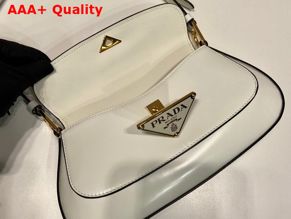 Prada Brushed Leather Shoulder Bag in White 1BD345 Replica