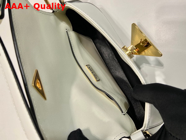 Prada Brushed Leather Shoulder Bag in White 1BD345 Replica