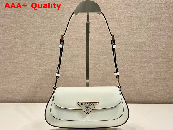 Prada Brushed Leather Shoulder Bag in White 1BD345 Replica