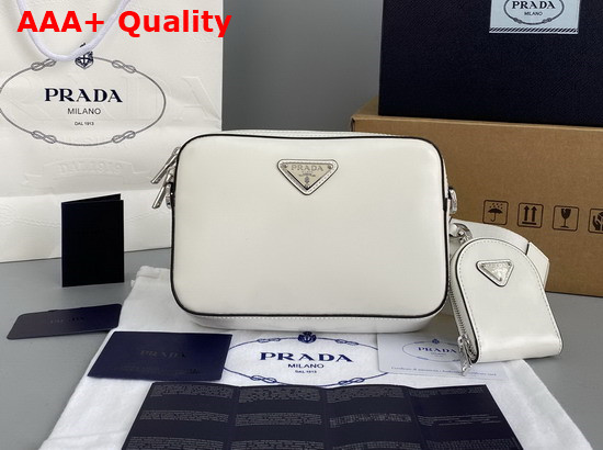 Prada Brushed Leather Shoulder Bag in White 1BH180 Replica