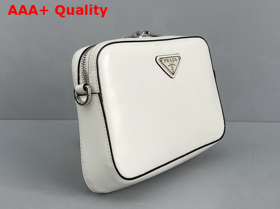 Prada Brushed Leather Shoulder Bag in White 1BH180 Replica