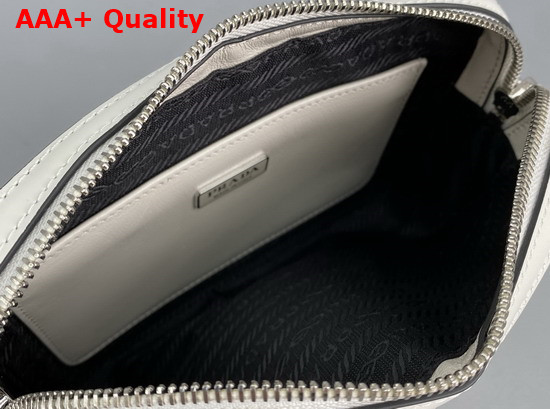 Prada Brushed Leather Shoulder Bag in White 1BH180 Replica