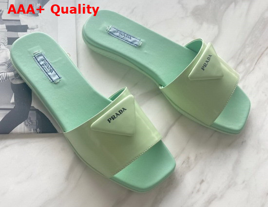 Prada Brushed Leather Slides in Green Replica