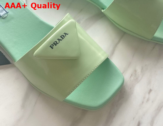 Prada Brushed Leather Slides in Green Replica