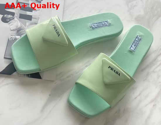 Prada Brushed Leather Slides in Green Replica