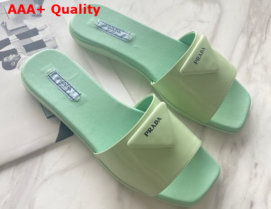 Prada Brushed Leather Slides in Green Replica