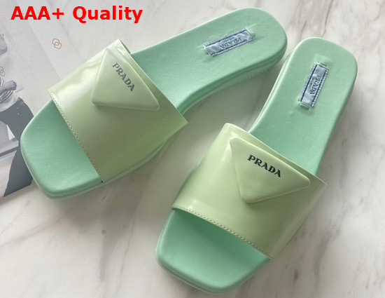 Prada Brushed Leather Slides in Green Replica