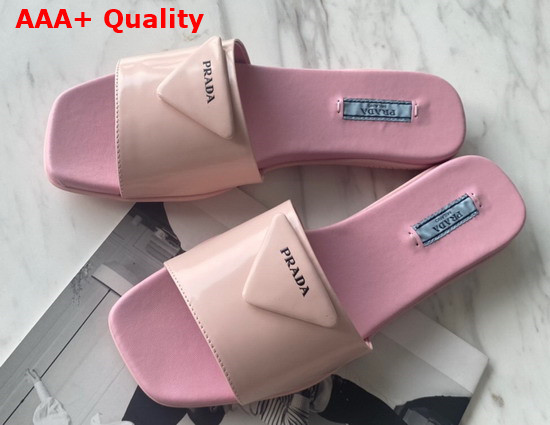 Prada Brushed Leather Slides in Pink Replica