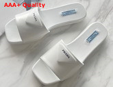 Prada Brushed Leather Slides in White Replica