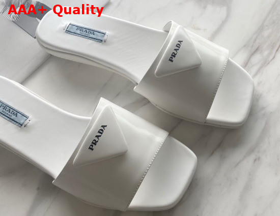 Prada Brushed Leather Slides in White Replica