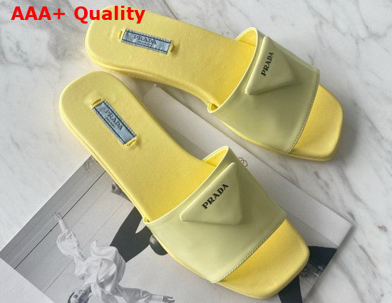 Prada Brushed Leather Slides in Yellow Replica