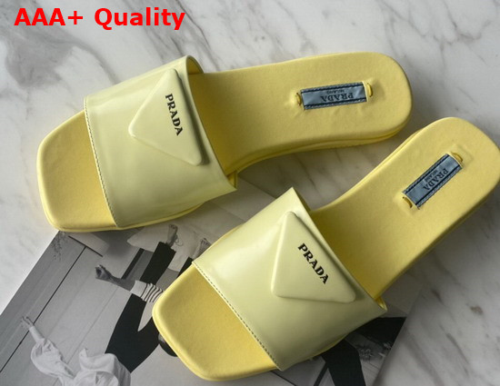 Prada Brushed Leather Slides in Yellow Replica