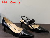 Prada Brushed Leather Slingback Pump in Black Replica