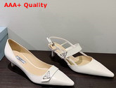 Prada Brushed Leather Slingback Pump in White Replica