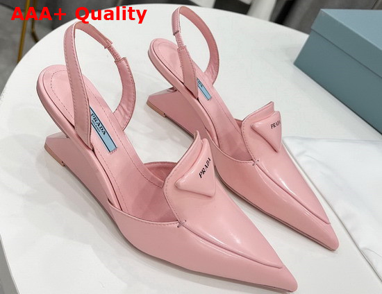 Prada Brushed Leather Slingback Pumps Alabaster Pink 1D896M Replica