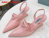 Prada Brushed Leather Slingback Pumps Alabaster Pink 1D896M Replica