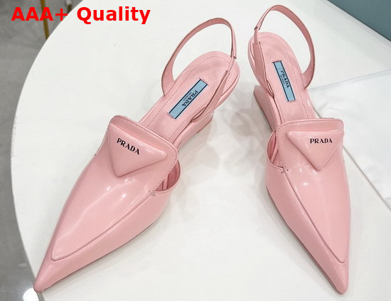 Prada Brushed Leather Slingback Pumps Alabaster Pink 1D896M Replica