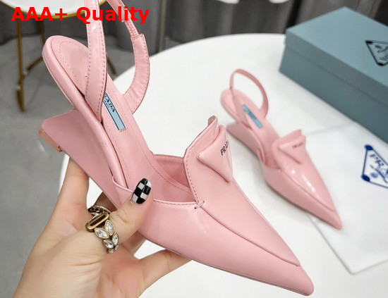 Prada Brushed Leather Slingback Pumps Alabaster Pink 1D896M Replica