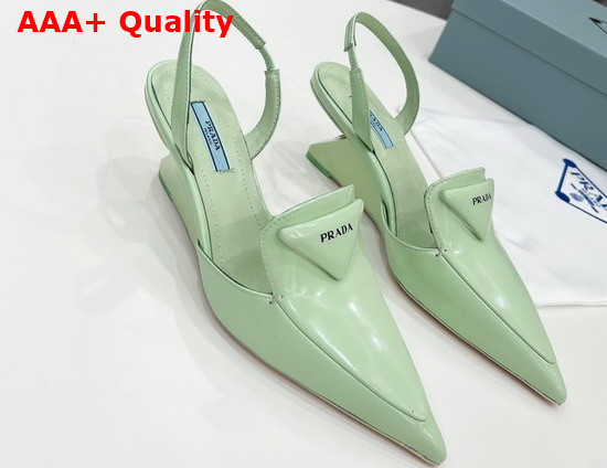 Prada Brushed Leather Slingback Pumps Aqua 1D896M Replica