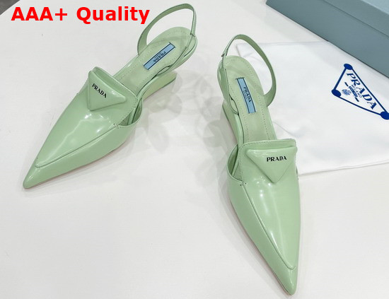 Prada Brushed Leather Slingback Pumps Aqua 1D896M Replica