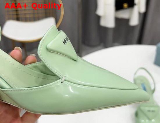 Prada Brushed Leather Slingback Pumps Aqua 1D896M Replica