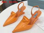 Prada Brushed Leather Slingback Pumps Orange 1D896M Replica