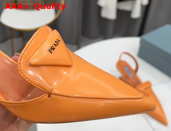 Prada Brushed Leather Slingback Pumps Orange 1D896M Replica