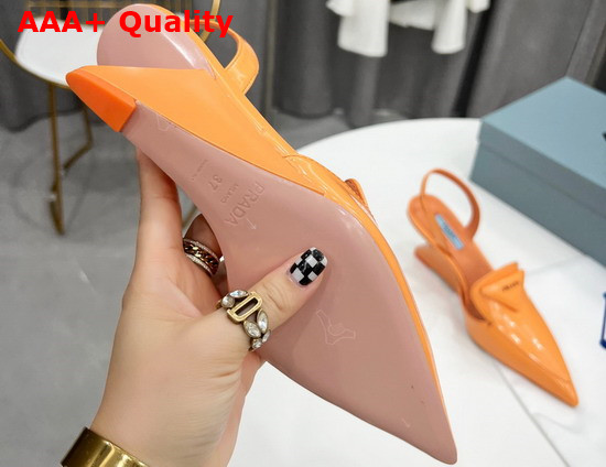 Prada Brushed Leather Slingback Pumps Orange 1D896M Replica