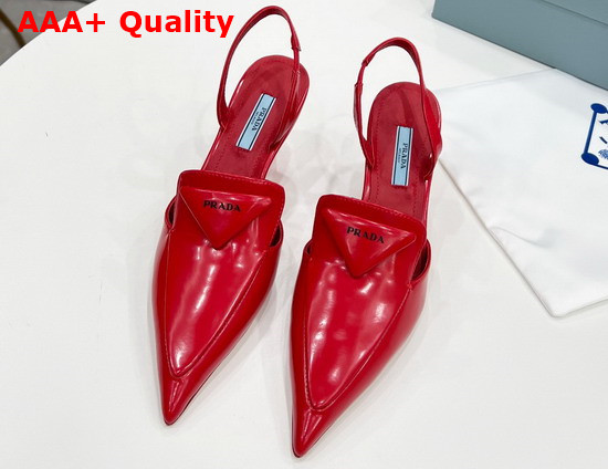 Prada Brushed Leather Slingback Pumps Scarlet 1D896M Replica