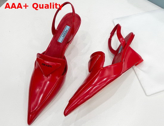 Prada Brushed Leather Slingback Pumps Scarlet 1D896M Replica