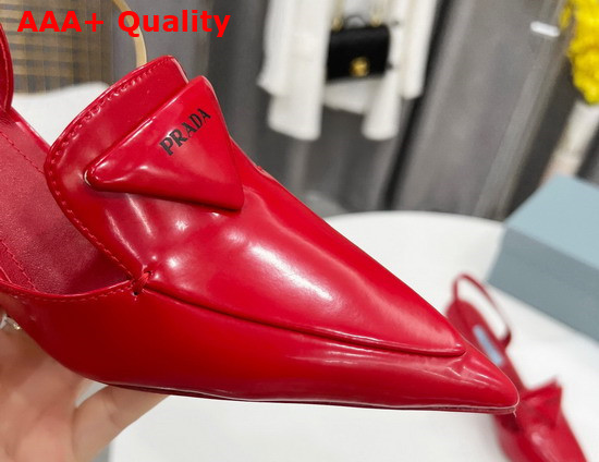 Prada Brushed Leather Slingback Pumps Scarlet 1D896M Replica