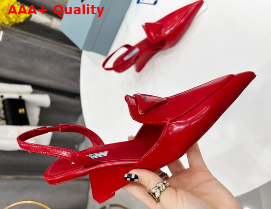 Prada Brushed Leather Slingback Pumps Scarlet 1D896M Replica