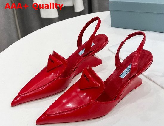 Prada Brushed Leather Slingback Pumps Scarlet 1D896M Replica