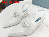 Prada Brushed Leather Slingback Pumps White 1D896M Replica