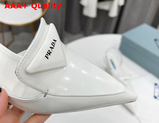 Prada Brushed Leather Slingback Pumps White 1D896M Replica