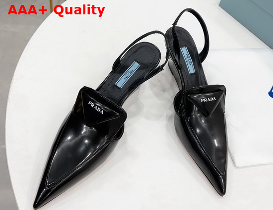 Prada Brushed Leather Slingback Pumps in Black 1D896M Replica