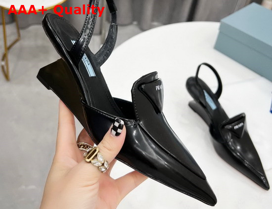 Prada Brushed Leather Slingback Pumps in Black 1D896M Replica