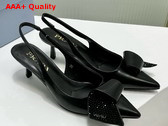 Prada Brushed Leather Slingback Pumps in Black 1I345N Replica