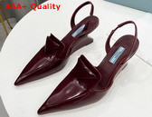 Prada Brushed Leather Slingback Pumps in Burgundy 1D896M Replica