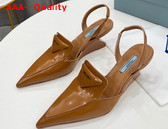 Prada Brushed Leather Slingback Pumps in Light Brown 1D896M Replica